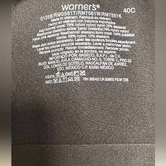 Warner's No Side Effects Wire-Free Bra 01056 Women 40C BLACK wireless 3359 H - Picture 6 of 6